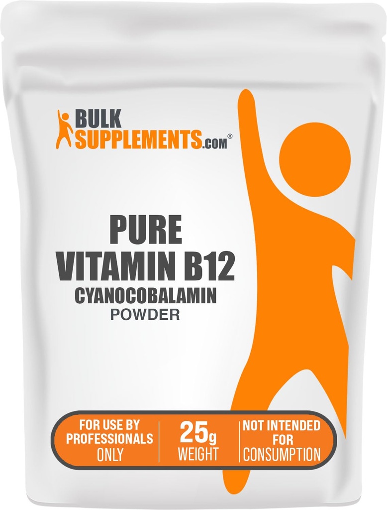 BulkSupplements.com Reines Vitamin B12 Pulver - wie Cyanocobalamin, Vitamin B-Ergänzungen, Cyanocobalamin B12-Ergänzung - Reines Produkt, Mehrere Servierungen, 25g (0.88 oz) (Pack von 1)