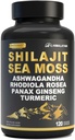 Capsules Shilajit pour Homme - Acide Fulvic 50%, 85+ Trace Minerals Pure Himalayan, Extrait de résine Shilajit avec Moss de Mer, Ashwagandha-pour Énergie, Stamina -120 Capsules