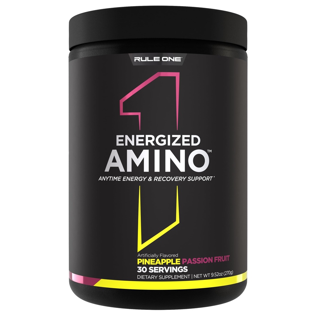 Règle 1 Protéines Amino énergétique – A tout moment énergie et soutien à la récupération avec BCAA, glutamine, Citrulline, Beta Alanine, caféine à partir d'extraits de café et thé verts (30 portions, ananas Passionfruit)