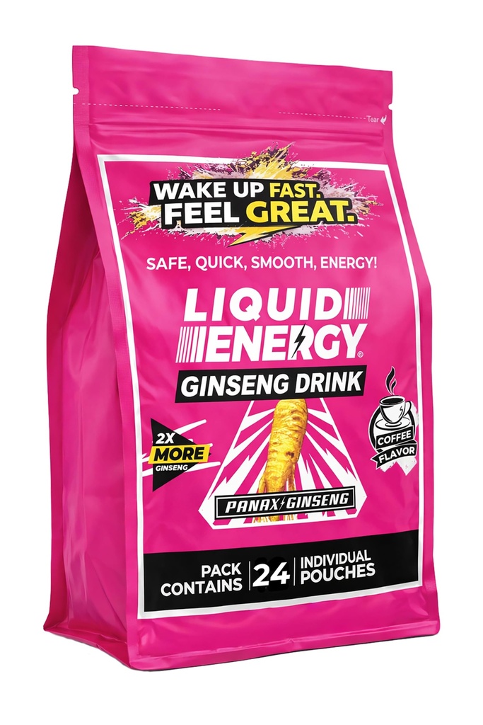 Vital 4U® Liquid Energy Shot - Ginseng, B Vitamine, Natürlich gesüßt, Kaffee Geschmack, 24 ct