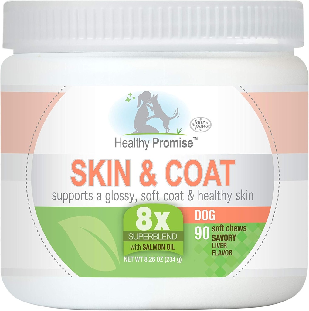 Quatre pattes santé promesse chien suppléments pour la peau et manteau doux Chews 90 comte