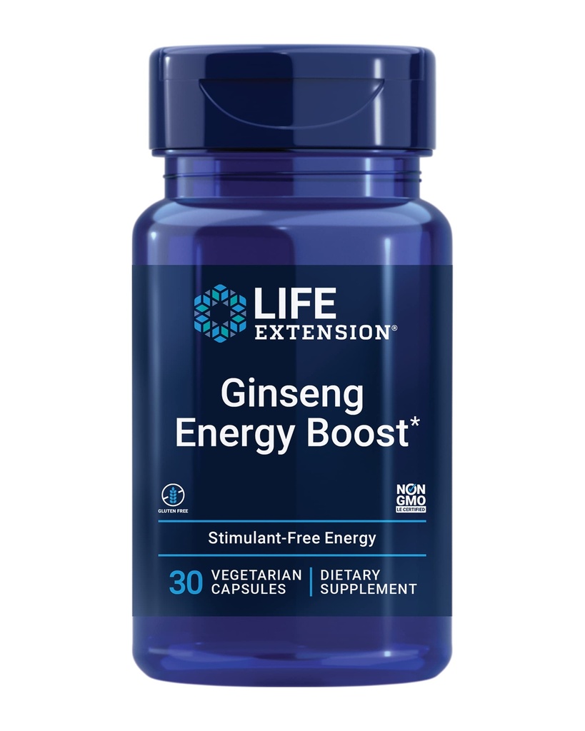 Life Extension Ginseng Energy Boost, Energy Support, Healthy Stress Management, Glutenfrei, Non-GMO, Vegetarisch, 30 Kapseln