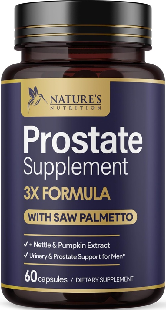 Prostata-Gesundheitsergänzungen für Männer 1000mg - 3X Stärke mit Saw Palmetto Blend Sting Nettle Root & Kürbis Seed Support Complex - Unterstützt Badausflüge Prostata & Urinärgesundheit - 60 Kapseln