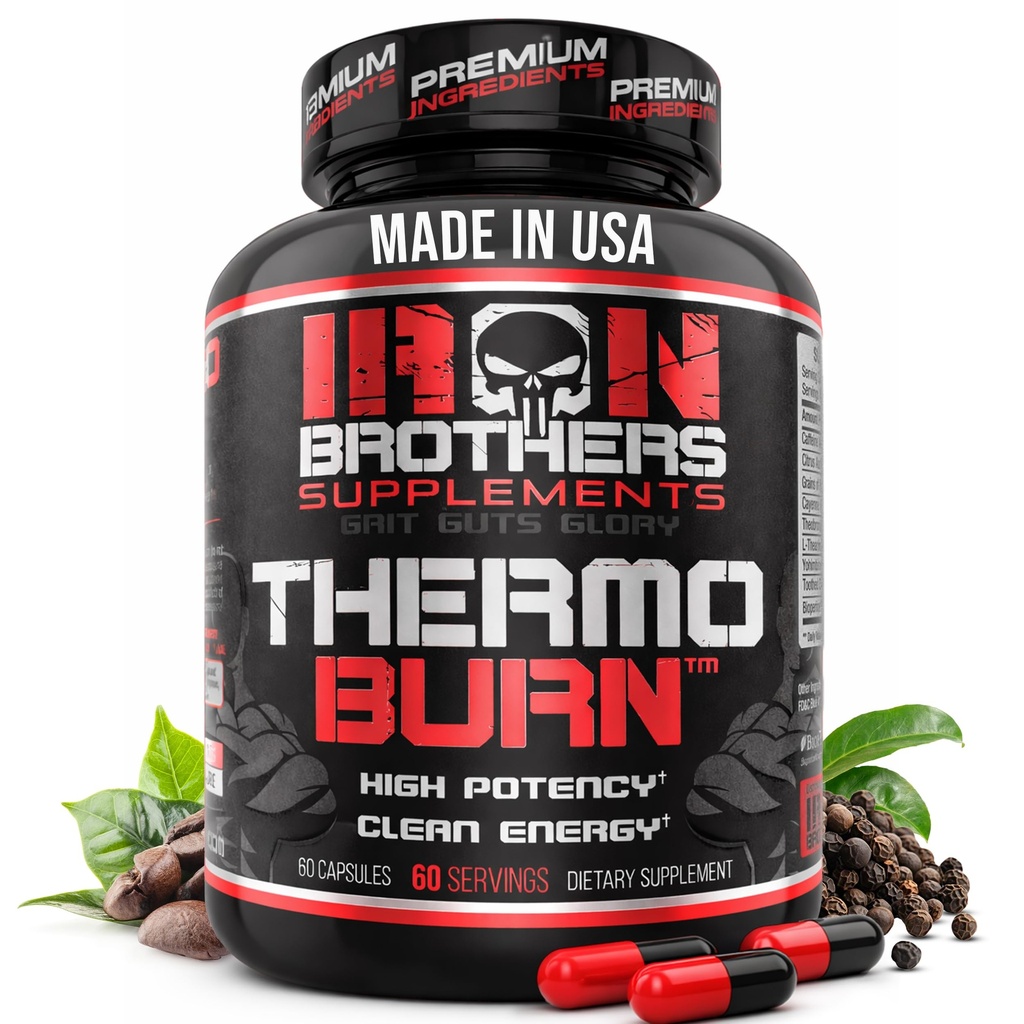 Iron Brothers Thermo Burn Hardcore Fat Burner – High Stim Thermogenic mit Yohimbine HCl, Grains of Paradise & Caffeine – Metabolism Booster & Appetite Control – 60 Kapseln