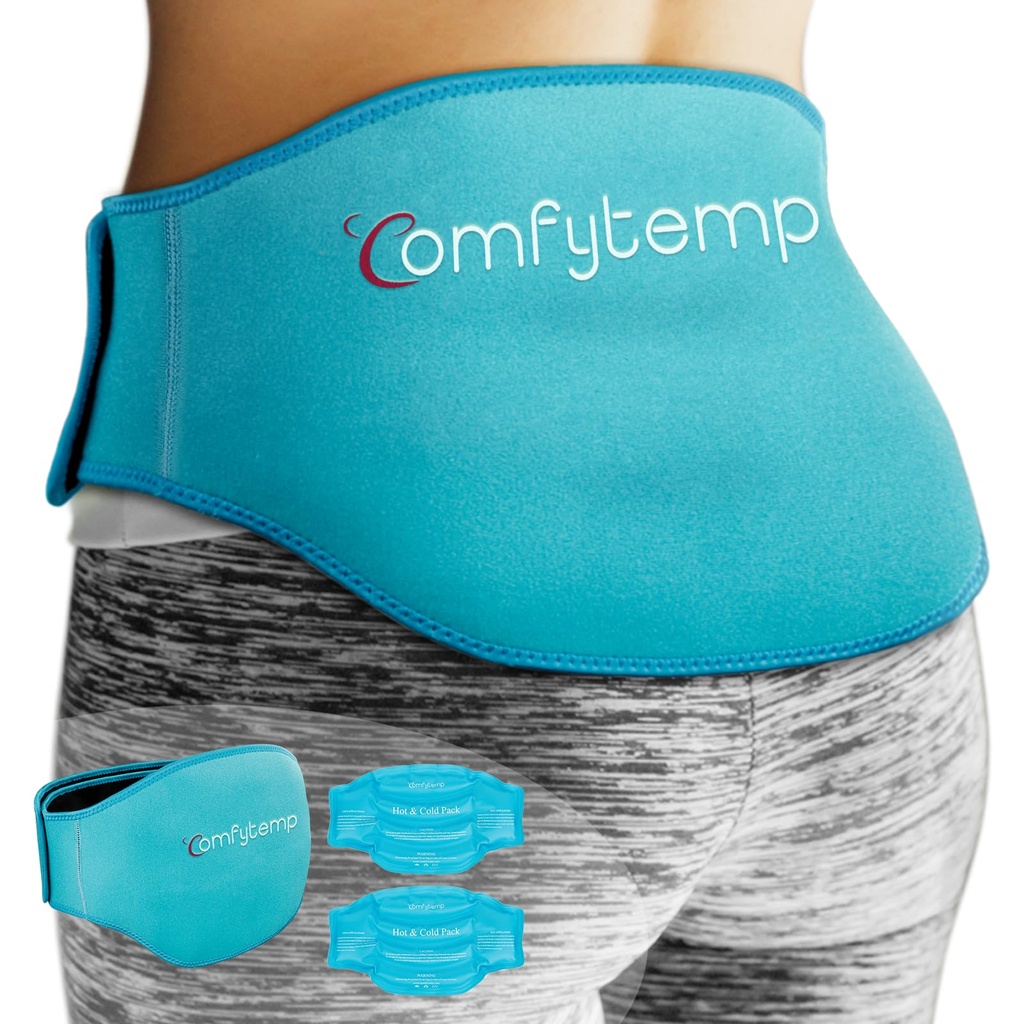 Comfytemp Ice Pack für Rückenschmerzen Relief, 2 Packungen, FSA Eligible, Reusable Gel Lower Back Wrap Ice Brace für Sciatica Injuries, Heiße Kalte Kompression für Lower Lumbar, Taille, Männer Frauen nach Chirurgie Geschenk