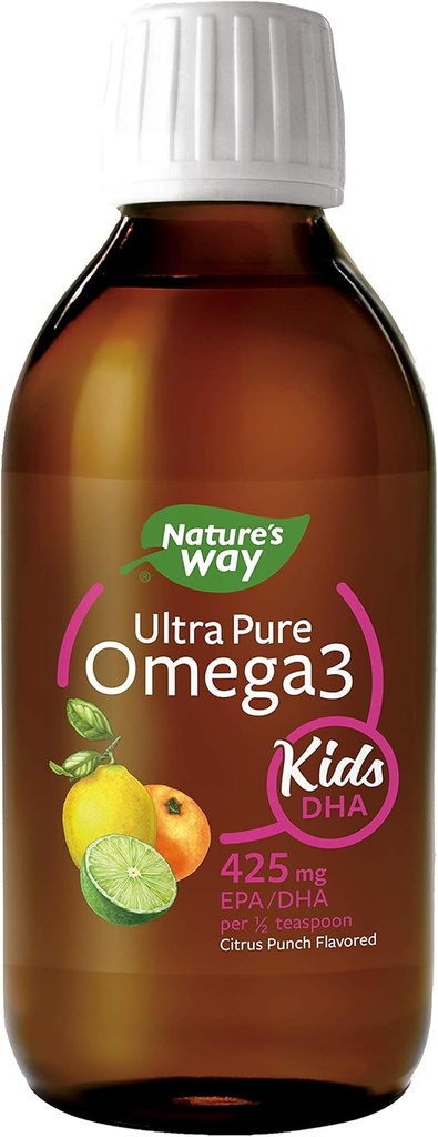 Nature’s Way Ultra Pure Omega-3 Kids DHA Flüssige Fisch Öl Supplement, Citrus Punch Flavor, 8 Fl Oz