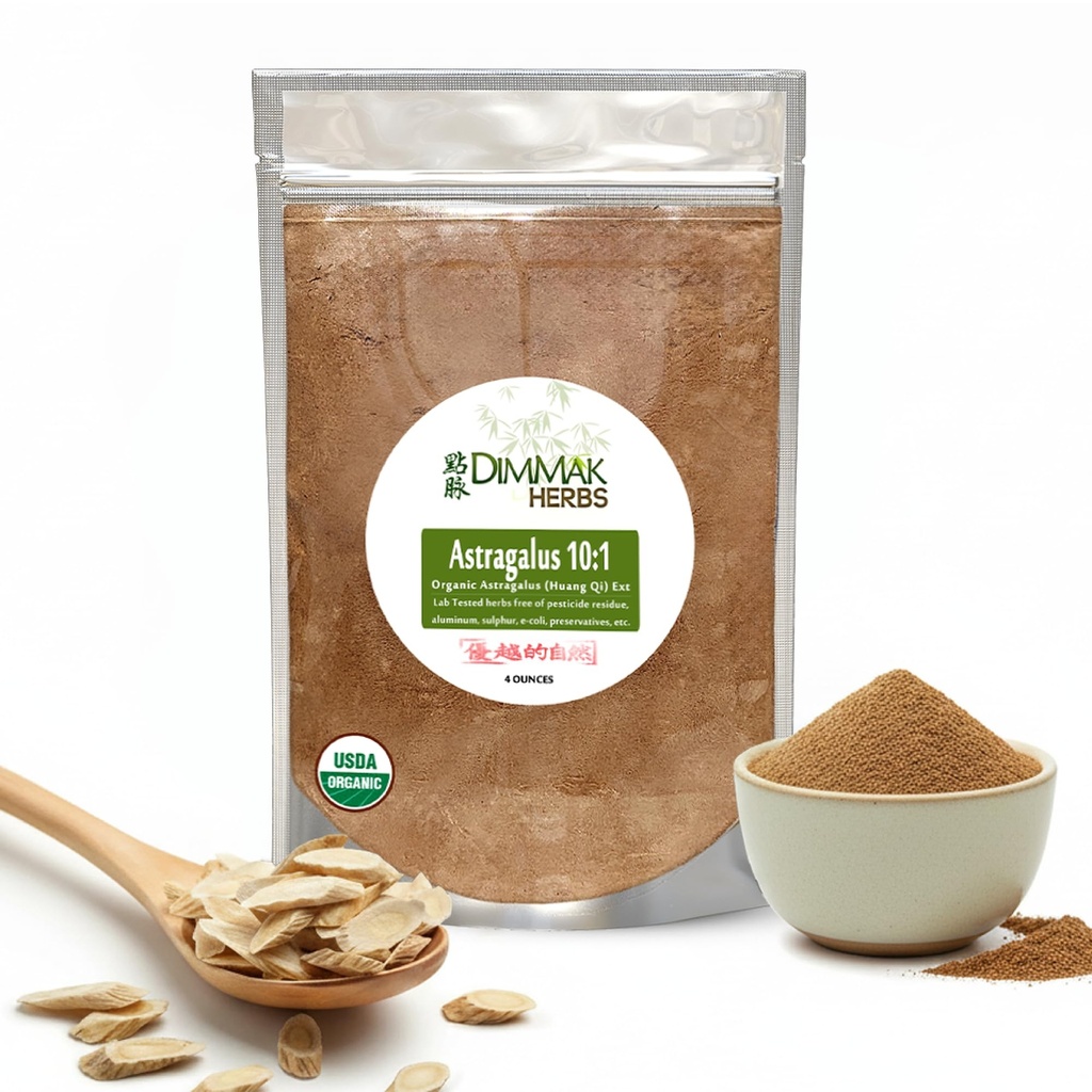 Bio Astragalus 10:1 Extrakt Pulver | Huang Qi Konzentrate Granulate | Lab Getestet, USDA Organic 4oz / 112g von Dimmak Kräuter