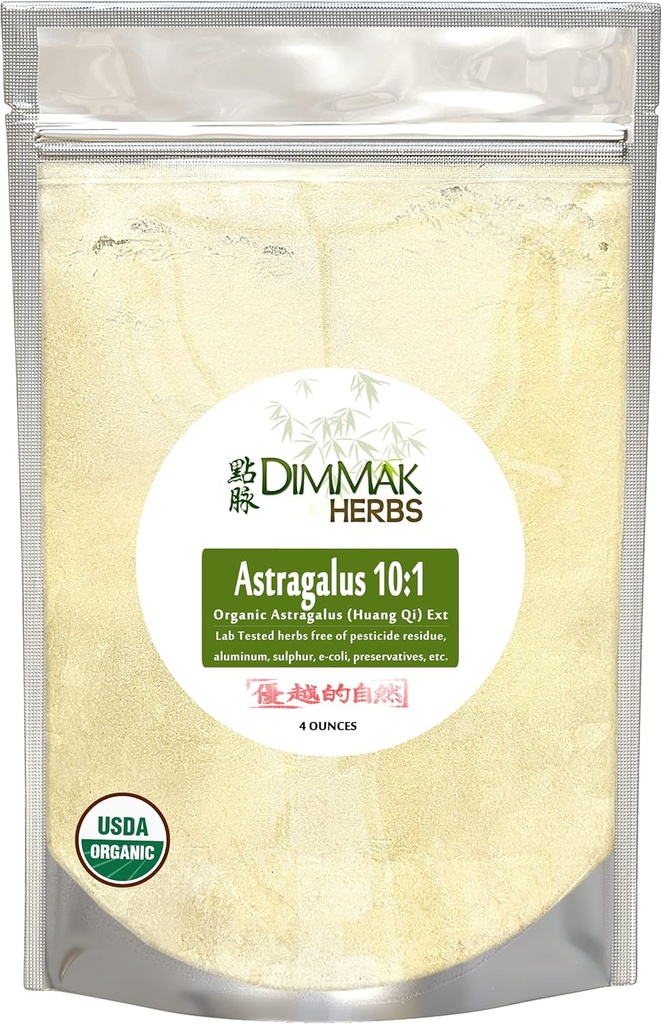 Bio Astragalus 10:1 Extrakt Pulver | Huang Qi Konzentrate Granulate | Lab Getestet, USDA Organic 4oz / 112g von Dimmak Kräuter