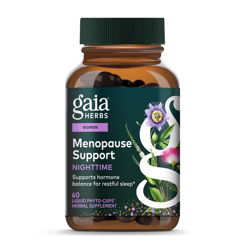 Gaia Herbs Nighttime Comfort - Menopause Supplement für Damen - mit Black Cohosh, Mimosa, Passionflower & St. John’s Wort - 60 Vegan Liquid Phyto-Caps (30 Servierungen)
