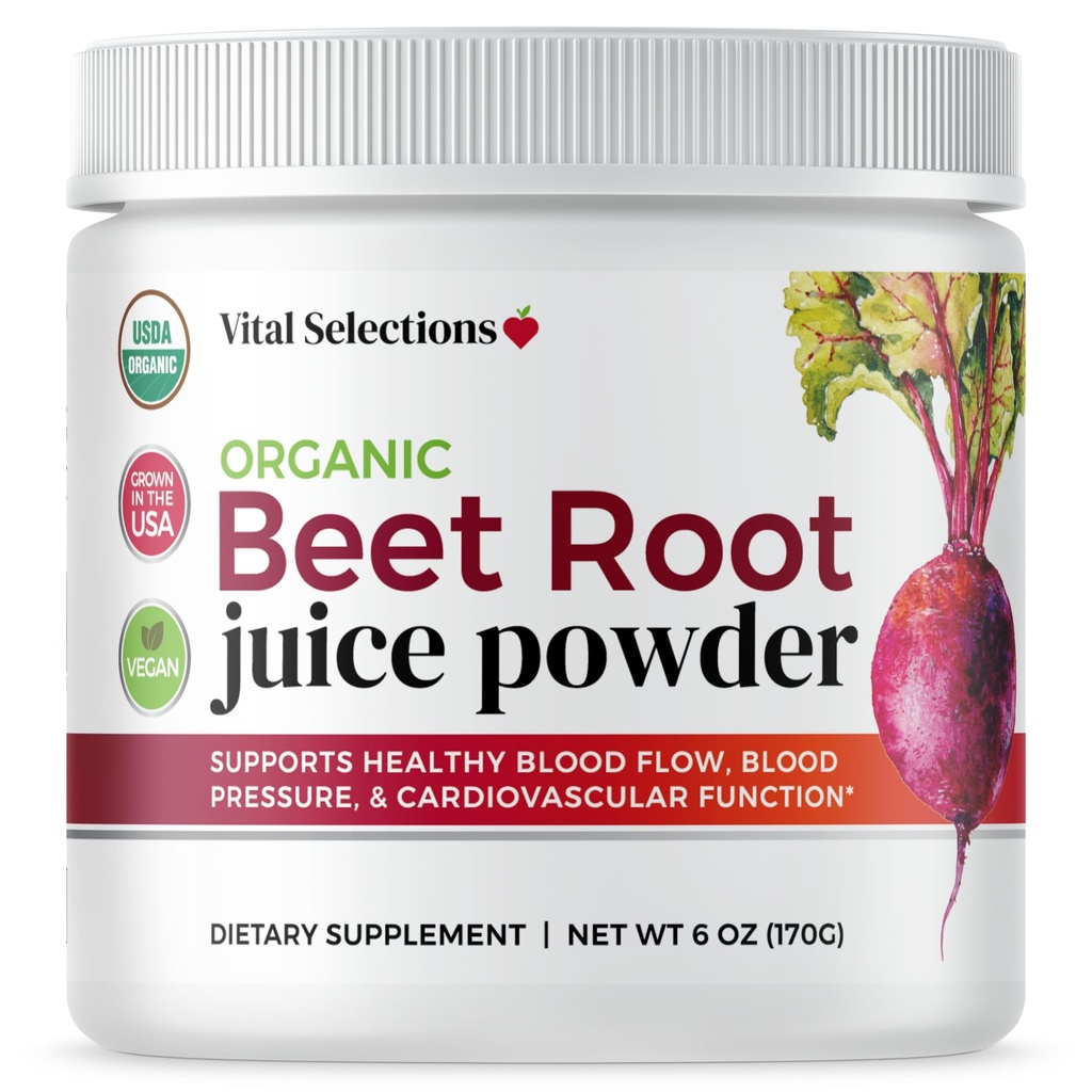 Poudre de jus de racine de betterave 100% biologique, plus grande pureté et puissance, États-Unis Grown, technologie supérieure de séchage de betterave, maximum d'oxydation nitrique Boost pour le support cardio et la performance athlétique