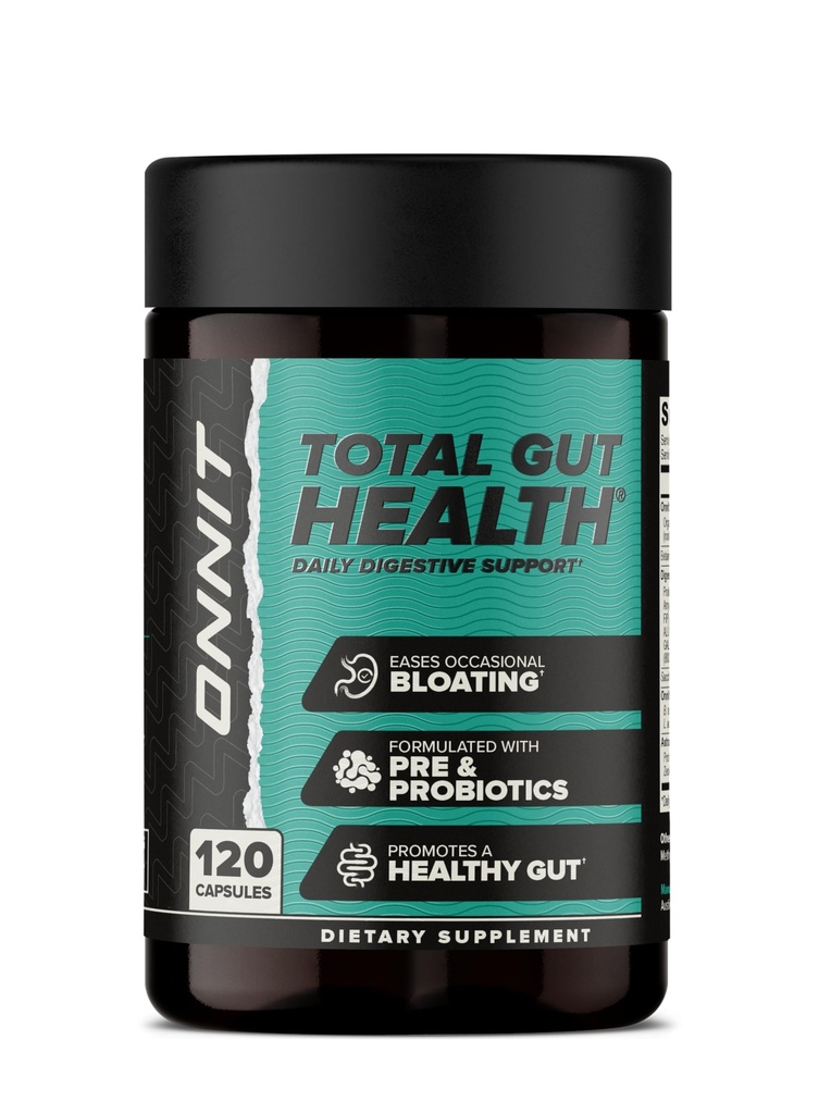 ONNIT Total Gut Health Daily Digestive Support, IGENTM Non-GMO Tested Digestion Supplement for Women and Men with 7 Strains of Probiotics, Prebiotics, Enzymes und Betaine HCL, 120 Count
