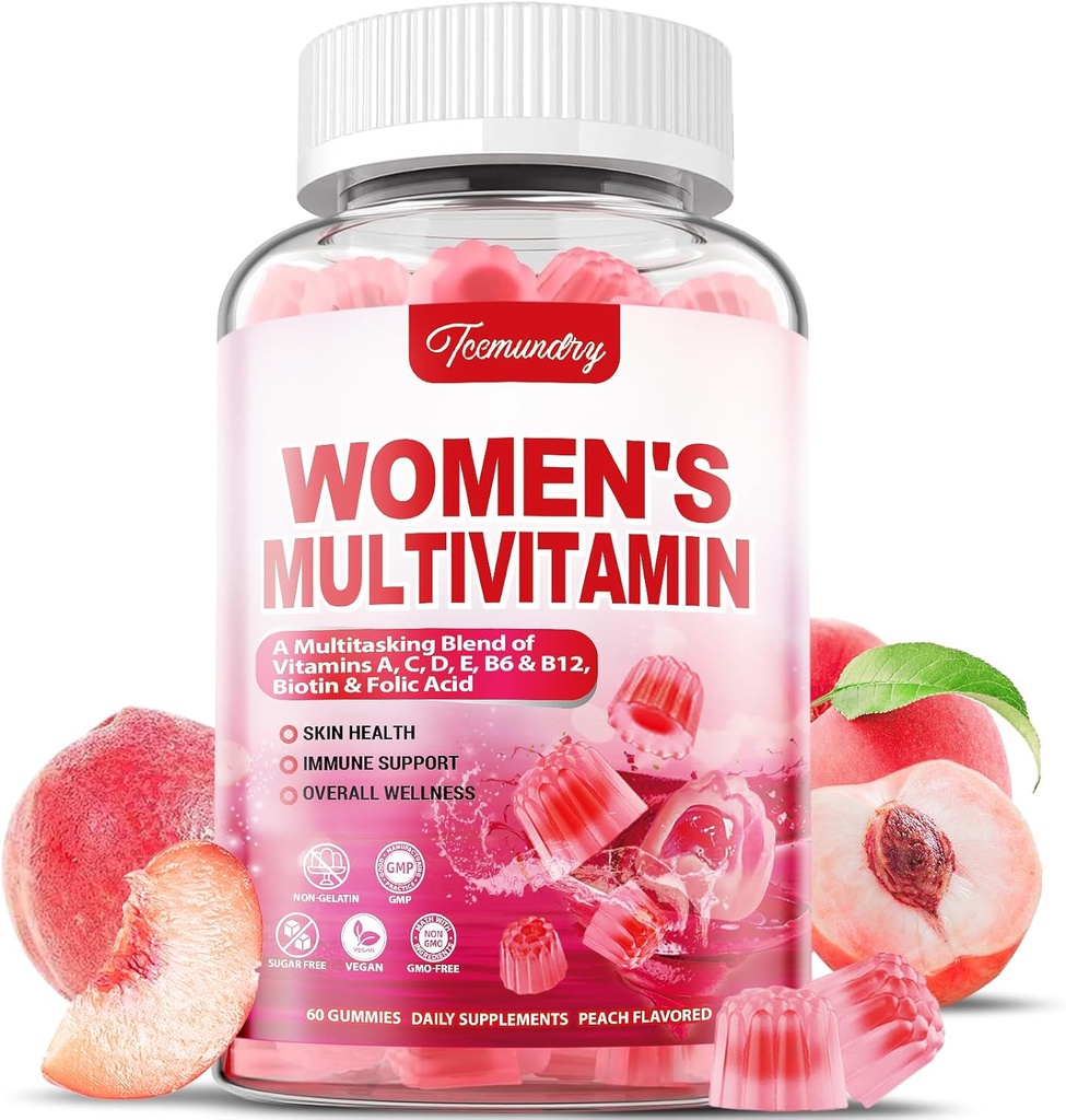 Womens Multivitamin Gummie - Sugar Free Multivitamin für Frauen mit Vitaminen A, C, D, E, Niacin, Folate, B6 & B12, Eisen, Calcium, Zink - Multi Vitamine & Mineralien für Haut, Haar, Energie & Immune