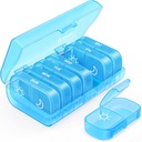 AUVON XL Weekly Pill Organizer 2 Times a Day, Pill Box 7 Day with One-Side Large Openings for Easy to Use, Blue AM PM Pill Case for Medication, Vitamins, Fish Oils, Supplements
