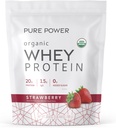 Dr. Mercola Pure Power Organic Whey Protein - 20 g Protein - Unterstützt Muskelwachstum & Energie - Grass-Fed Whey Konzentrat - 15 Portionen (20.60 Unzen) - Erdbeere