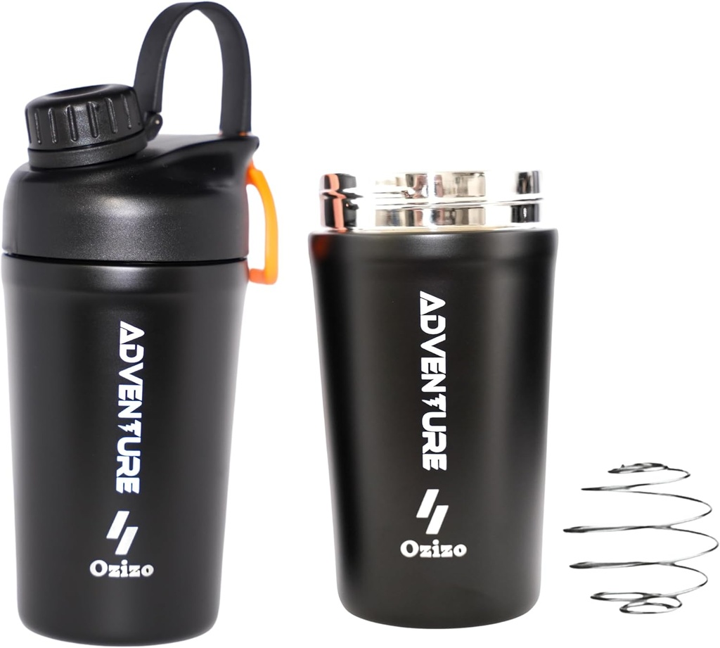 Ozizo Protein Mixing Cup für Proteinmischungen – 20 Unzen Edelstahl Protein Shaker Bottle, Insulated, Leak Proof, Odor Resistant, Small Cute Gym Mixer für Männer, Frauen, Jungs, Mädchen, Hot & Cold Drinks