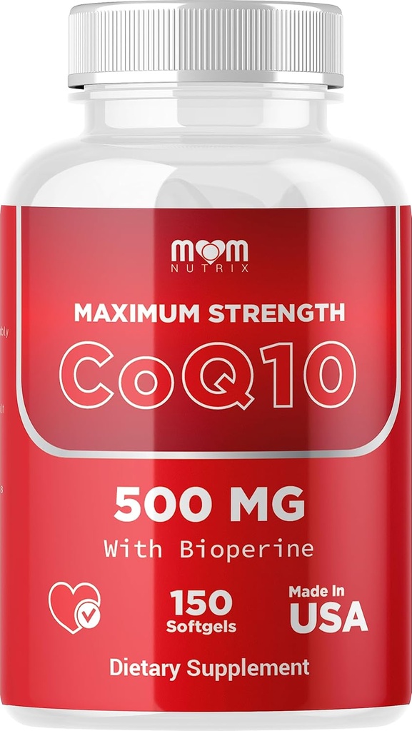 Dr. JOEL'S MOM Nutrix CoQ10 500mg – Cellular Energy Production Support – Beste Absorption mit Bioperine – 150 Softgels – Made in USA
