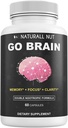 Go Brain Double Nootropic Formula, Brain Supplements for Memory and Focus Vitamins, Ginkgo Biloba, Dmae Supplement, Bacopa Monnieri Supplement, Memory Vitamins Brain for Women & Men