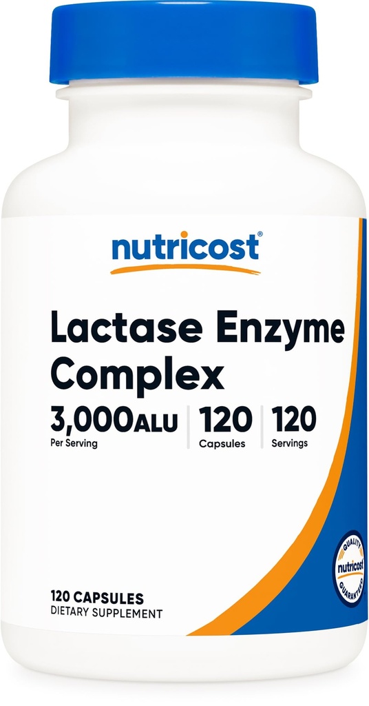 Nutricost Lactase Enzyme Complex 3.000 FCC ALU, 120 vegetarische Kapseln - Non-GMO, Glutenfrei, 120 Portionen
