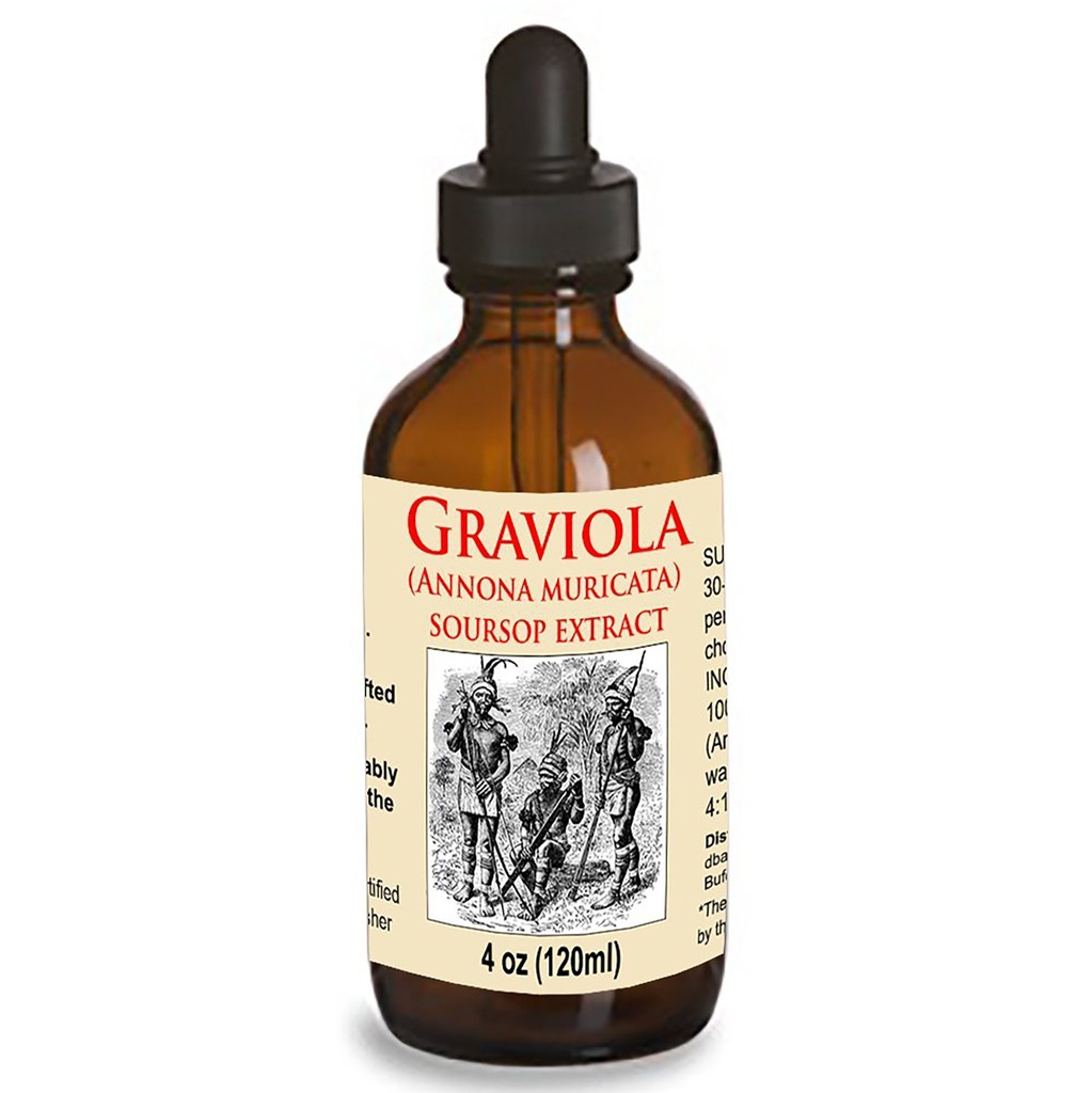Bio Graviola Liquid Soursop Extract 4 oz Wildcrafted Tincture (Annona Muricata) : Immunsystem Booster (4oz)