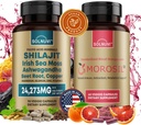 Ultimate Antioxidant Bundle - Shilajit Pure Himalayan Organic & Morosil - Fulvic Acid Trace Minerals, Irish Sea Moss, Ashwagandha, Kupfer, Beet Root - Non-GMO, Gluten-Free, Vegan Supplement