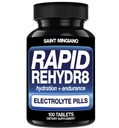 Rapid Rehydr8 Comprimés électrolytiques 100 Capsules – Pilules d'hydratation Aide à la prévention de la crampe et soutient l'endurance musculaire et la récupération - 100 Capsules faciles à avaler