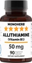 MONOHERB Allithiamine Vitamine B1 50 mg par gélule - 90 Capsules végétariennes