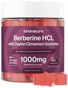kindnature Berberine Gummies 1000mg avec Ceylan Cinnamon & Resveratrol – Supplément végétalien sans sucre pour le soutien du sucre dans le sang, le métabolisme, Cravates bien-être – Non-OGM, sans gluten