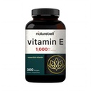 NatureBell Huile Vitamine E Softgels, 1000 UI par portion, 300 pilules. Suppléments antioxydants essentiels, forme facilement absorbée – soutient la peau, le coeur et la santé immunitaire – non-OGM