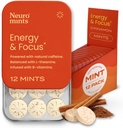 NeuroGum Energy Menthes de caféine (144 pièces) - Sans sucre avec L-théanine + Caféine naturelle + Vitamine B12 & B6 - Nootropic Energy & Focus Supplément pour les femmes et les hommes - Keto & Vegan, Cinnamon Saveur
