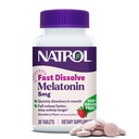 Natrol Dissolve rapide Mélatonine 5 mg, suppléments de mélatonine pour le sommeil reposant, soutien du sommeil pour les adultes, 30 comprimés aromatisés aux fraises, jusqu'à 30 jours
