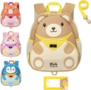 BabbleRoo Kleinkind Rucksack, Kinder Rucksack - Leicht &amp; komfortabel, Wasserbeständig Neopren, Leine für Kleinkinder 1-3, Reflexionsstreifen für Sichtbarkeit, Tier Rucksack, Bob Der Bär