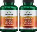 Swanson B-50 B-Complex - Complexe Vitamine B avec haute puissance et biodisponibilité - favorise le soutien du système immunitaire, aide la santé cardiaque, et soutient le système nerveux sain - (2 capsules) (2 pack)