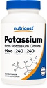 Citrate de potassium Nutricost 99mg, 240 Capsules - Sans gluten, non-OGM