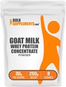 BulkSupplements.com Goat Milk Whey Protein Concentrate Powder - Goat Whey Protein Powder, Unflavored & Gluten Free, 30g per Serving, 250g (8.8 oz) (Pack of 1)