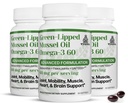 TURNER New Zealand Green Lipped Omega-3 Mussel Oil, 53x Plus grande puissance avec UAF1000+ Super Antioxydant. Sans arrière-goût de poisson, 3 bouteilles, 180 Softgels
