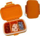 Organisateur de pilules de voyage - Cas de pilule durable et étanche Taille de voyage avec 3 compartiments - Cas de pilule compacte pour les vitamines, suppléments, médicaments - Conteneur de pilules de voyage pour la purse (Orange)
