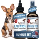 PetSilver - Wound & Skin Spray (4 fl oz) et lavage d'oreille (8 fl oz) avec argent chélaté breveté - Wound Care, Hot Spot, & Ditch Relief Spray - Ear Cleaner & Traitement pour chats et chiens - Fabriqué aux États-Unis
