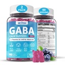 Gommies GABA 500 mg - Gommies calmes sans sucre avec L Theanine, 5-HTP, Vitamines D3, B12, Ashwagandha, Melatonine-libre pour le cerveau calme, l'humeur, Zzz mieux, supplément GABA pour adulte, Blueberry Flavor, Vegan