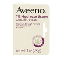 Aveeno Maximum Strength 1% Hydrocortisone Anti-Itch Cream, Triple Oat, Aloe & Vitamine E Pour le soulagement des démangeaisons de l'eczéma, du psoriasis, des piqûres d'insectes, de l'ivraie empoisonnée, du chêne et du sumac et des détergents, 1 oz, 2 pack