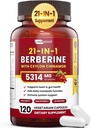 21-in-1 Berberine Ergänzung mit Ceylon Cinnamon - 1500mg Organic Berberine HCL Phytosome, 5X Höhere Absorption für Stoffwechselunterstützung 100 Kapseln