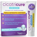 Cicatricure Onguent triple antibiotique avec soulagement de la douleur, onguent antibiotique bacitracine et crème pour le soin des plaies, onguent de guérison pour les coupures, brûlures, piqûres d'insectes, fournitures de premiers soins essentielles, 1 oz