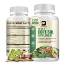 Suppléments de cortisol pour les femmes hommes, 10-en-1 Détox de cortisol avec Ashwagandha, Magnésium, L-Theanine, Niveaux équilibrés de cortisol, Soutien nocturne et calme, 120 Capsules Vegan