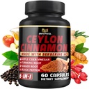 Ceylan Capsules de cannelle avec HCl berbère, vinaigre de cidre de pomme, curcuma, ginseng, poivre noir - 6in1 pour soutenir la fonction immunitaire - 60 Compte