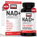 FORCE FACTOR NAD+ (NMN oder Nicotinamid Riboside Alternative) mit Resveratrol, Astaxanthin, Spermidin & Luteolin Complex, NAD zur Unterstützung von Cellular Health & Healthy Aging, 60 Kapseln