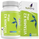 NutriZing K2 supplément de vitamine MK-7 - haute résistance 600mcg - soutient la santé osseuse et artérielle - 90 capsules de végétalien - vitamine K2 pour les hommes et les femmes - 3 mois d'approvisionnement