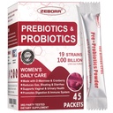 ZEBORA Probiotiques-pour-femmes 100-Billions-FCU avec prébiotiques, D-Mannose et canneberge pour Digestive, Immune, Feminine UT Health Support, Ultimate Probiotic Women's Care, Soy & Gluten Free, 45 packets