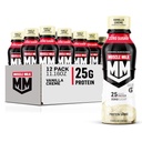 Lait musclé véritable protéinée agitée, crème de vanille, 11.16 Fl Oz bouteille, 12 Pack, 25g de protéines, sucre zéro, calcium, vitamines A, C & D, fibre de 5g, snack énergétique, récupération d'entraînement, emballage mai Vary