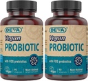 DEVA Vegan Probiotic mit FOS Prebiotics Supplement - 2 Billion CFU mit 100 MG von Prebiotics Per Serving for Men & Women - Non-Dairy Gluten Free - Natürlich Regal Stabil - 90 Kapseln (Pack von 2)
