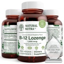 Supplément naturel de vitamine Nutra B12, aide à augmenter les niveaux d'énergie, essentiel pour un système nerveux sain, aide à améliorer l'humeur et la santé mentale, soutient le système cardiovasculaire, 100 Lozenges