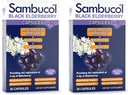 Sambucol Black Elderberry Kapseln - Advanced Immune, Vitamin C und Zink, Elderberry Kapseln, Immununterstützung, Black Elderberry Supplements, Glutenfrei, Easy to Swallow Capsules - 30 Count, 2-Pack